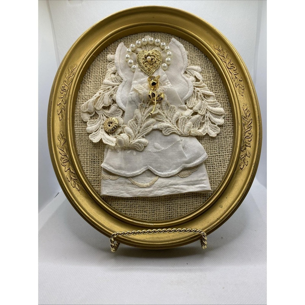 Framed Lace Jewelry‎ Art Piece Angel With Frame Stand